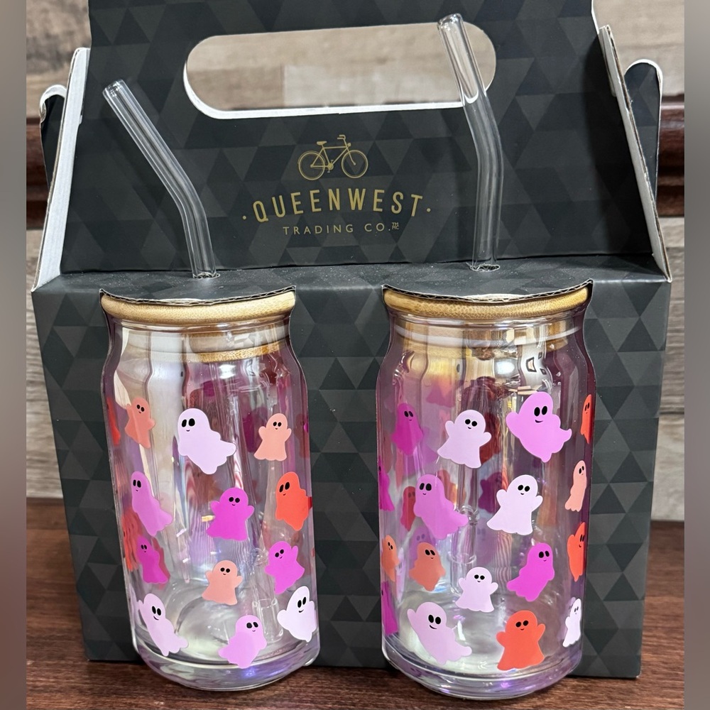 Súper Cute 🥰 Halloween Ghost 👻👻 Set of 2 Tumbler With Bamboo Lid And Glass…